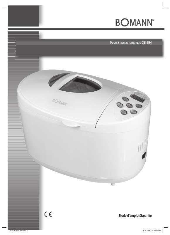 Notice machine à pain BOMANN CB 594 Trouver une solution à un problème ...